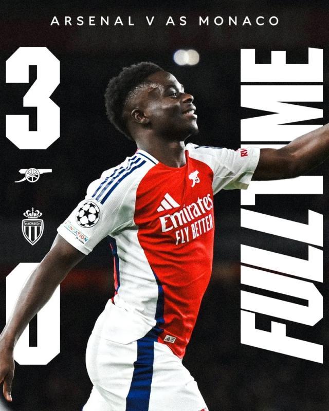 开云在线-【欧冠】萨卡梅开二度哈弗茨破门，阿森纳3比0摩纳哥